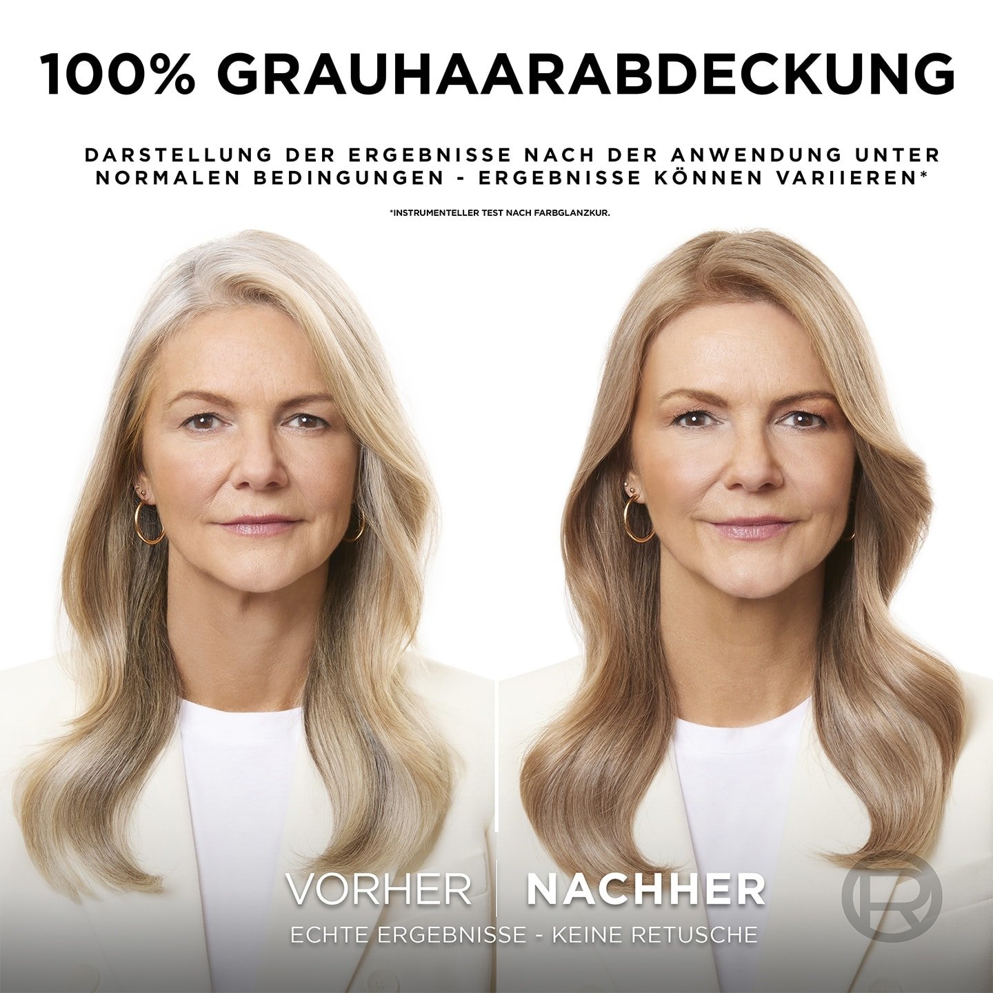 Vorher/Nachher-Vergleich von Grauhaarabdeckung